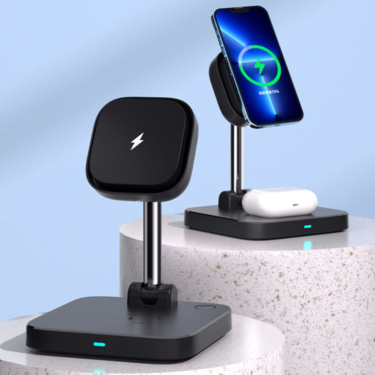 3-in-1 magnetic wireless charger holder with cooling fan suitable for wireless charging of iPhone earphones and watches - V.I.P Digital Presence
