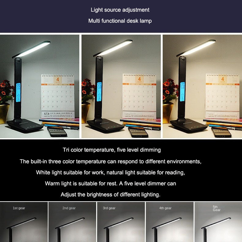 Folding alarm clock, time display, learning, reading, business, office, adjustable light, eye protection desk lamp - V.I.P Digital Presence