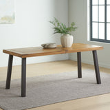 Della Acacia Wood Dining Table, Natural Stained with Rustic Metal, Brown, Grey - V.I.P Digital Presence