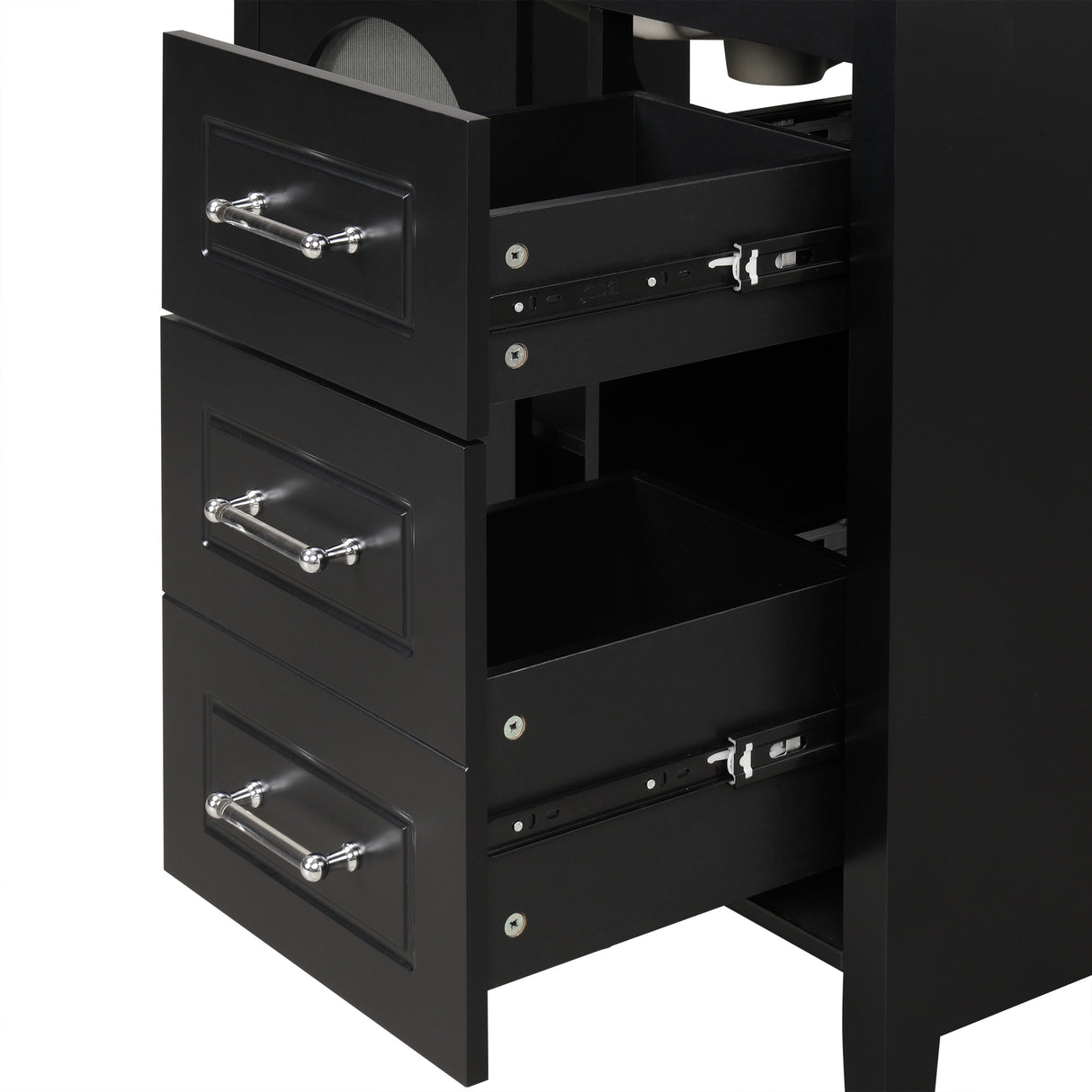 30" Bathroom Vanity with Sink, Bathroom Vanity Cabinet with Two Drawers and Door, Adjustable Shelf, Solid Wood and MDF, Black - V.I.P Digital Presence
