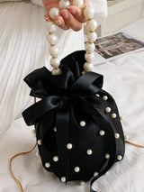 Pearl Detail Solid Color Bucket Bag - V.I.P Digital Presence