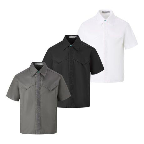 Embroidered short sleeved shirt men's loose shirt - V.I.P Digital Presence