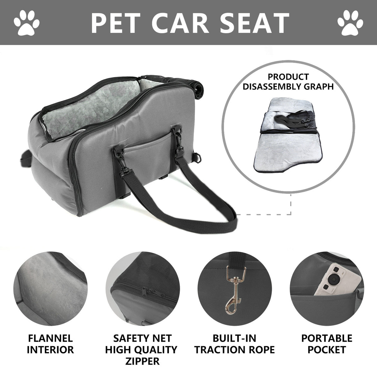 Portable pet bed for outings car travel safety seat center console car cushion car dog bed small dog ride artifact - V.I.P Digital Presence