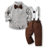 Children's Clothing Autumn Korean Version Multi-Color Plaid Long Sleeve Cotton Shirt Suspenders Boys' Suit - V.I.P Digital Presence