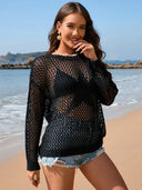 Openwork Dropped Shoulder Cover Up - V.I.P Digital Presence