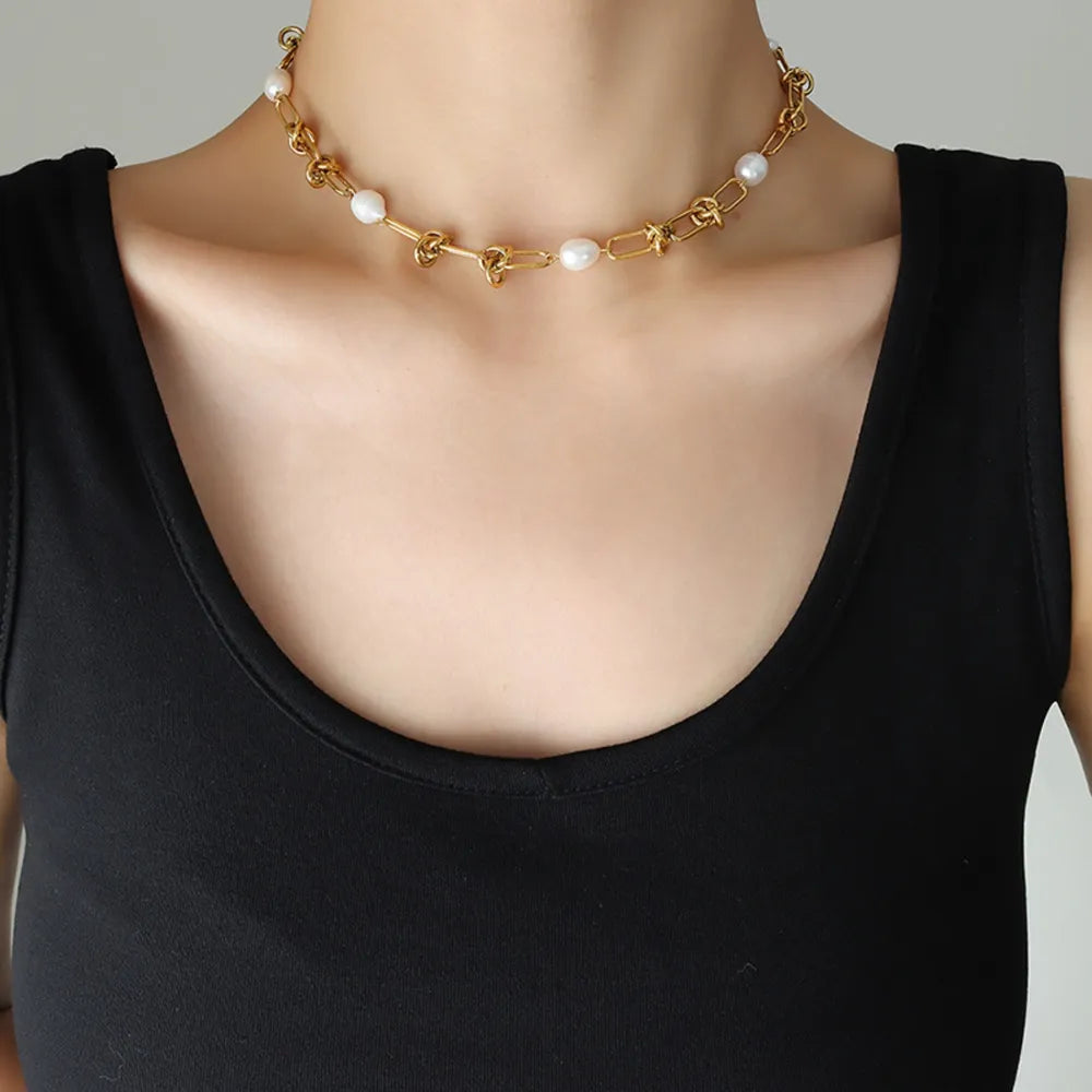 Freshwater Pearl Titanium Steel Necklace - V.I.P Digital Presence