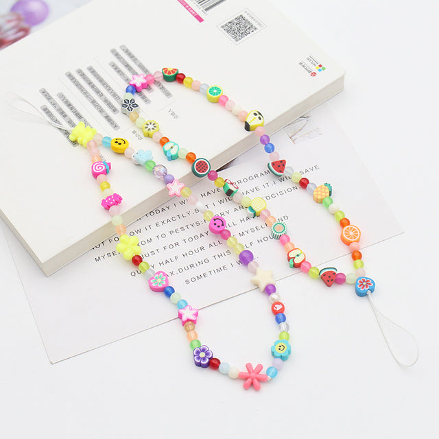 New Soft Ceramic Color Mix And Match Fruit Smiley Beaded Letters To Prevent Mobile Phone Chain Necklace - V.I.P Digital Presence