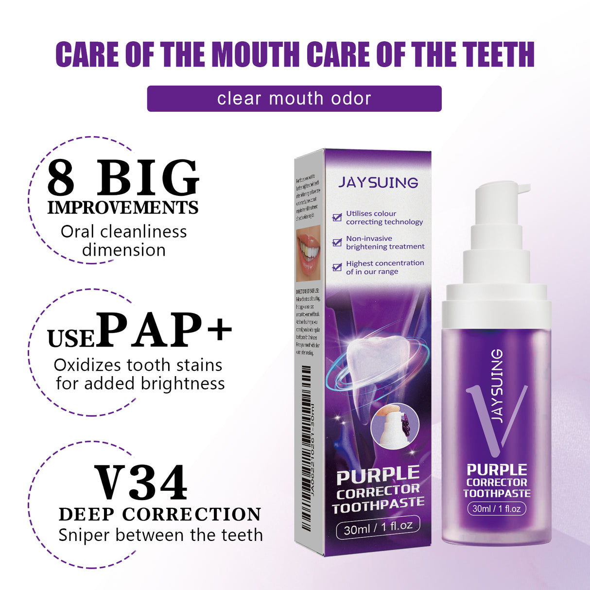 Purple Brightening White Toothpaste, Cleaning Stains Fresh Breath Brightening And Whitening Teeth Toothpaste - V.I.P Digital Presence