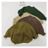 New Children Vintage Knitted Sweater Baby Girl Solid Casual Knitwear Boys Loose Versatile Pullover Kids Thicken Warm Tops - V.I.P Digital Presence