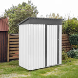 XWT016 Garden Metal Storage Lifter Shed Gray White 5x3x6ft outdoor storing tools Rainproof Hinge door version - V.I.P Digital Presence