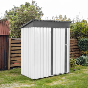 XWT016 Garden Metal Storage Lifter Shed Gray White 5x3x6ft outdoor storing tools Rainproof Hinge door version - V.I.P Digital Presence