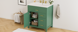 30-Inch Green Bathroom Vanity with Ceramic Sink and Ample Storage - Ideal Choice for Small Bathrooms - V.I.P Digital Presence