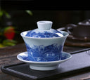 Ceramic set, three talents, covered bowl, old clay, retro kung fu tea set, tea bowl, underglaze tiger cup, Jingdezhen - V.I.P Digital Presence