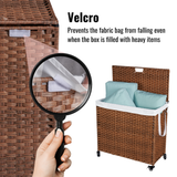 Laundry Hamper With Lid PE Rattan Powder Coating Frame Clothes Hampers with 02 Removable Bags, Wheels, 160L, Brown Color - V.I.P Digital Presence
