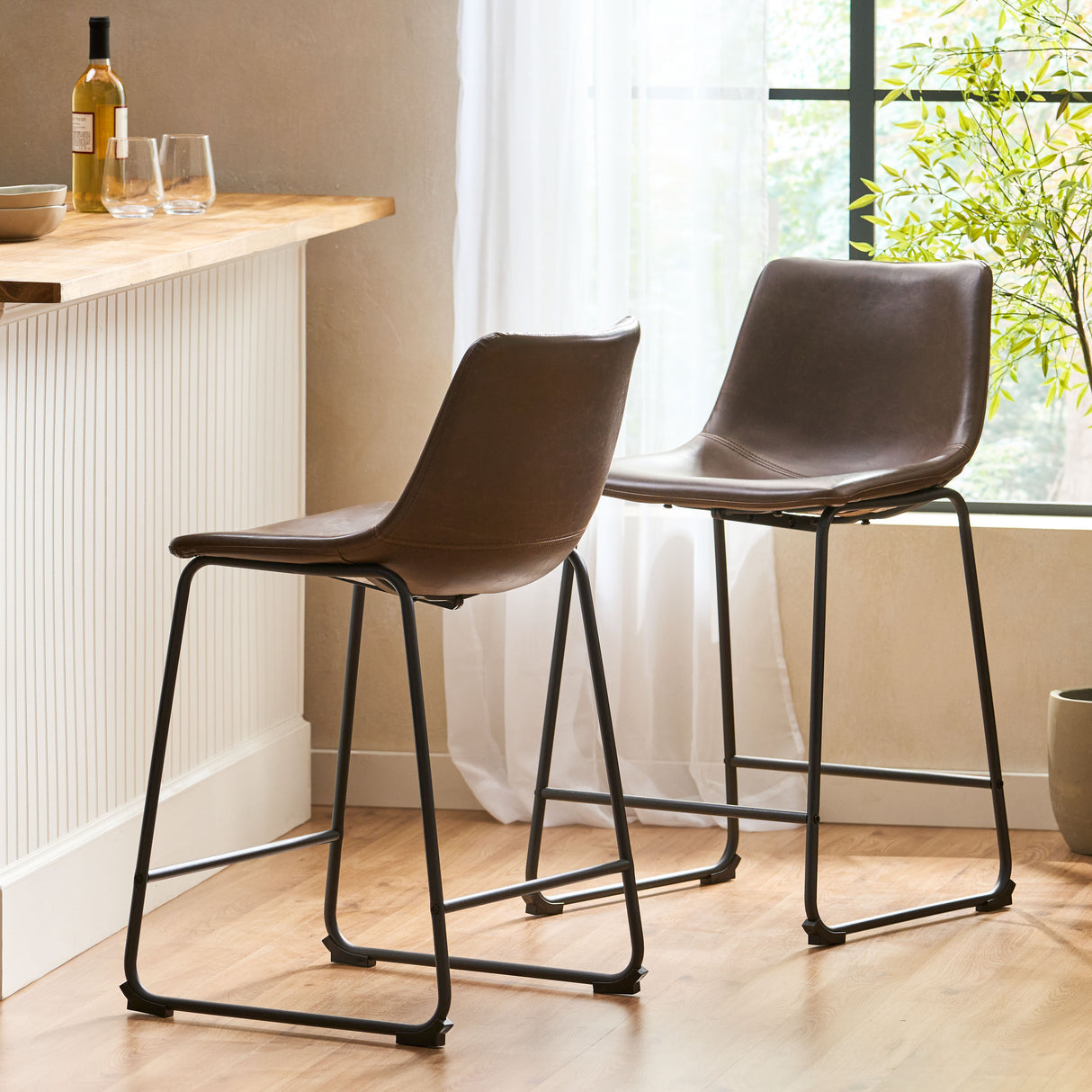 Vintage Style Brown 24-Inch Counter Stool (Set of 2) - V.I.P Digital Presence