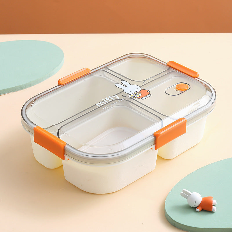 Fashion cartoon cute four-grid microwaveable lunch box bento box lunch box - V.I.P Digital Presence