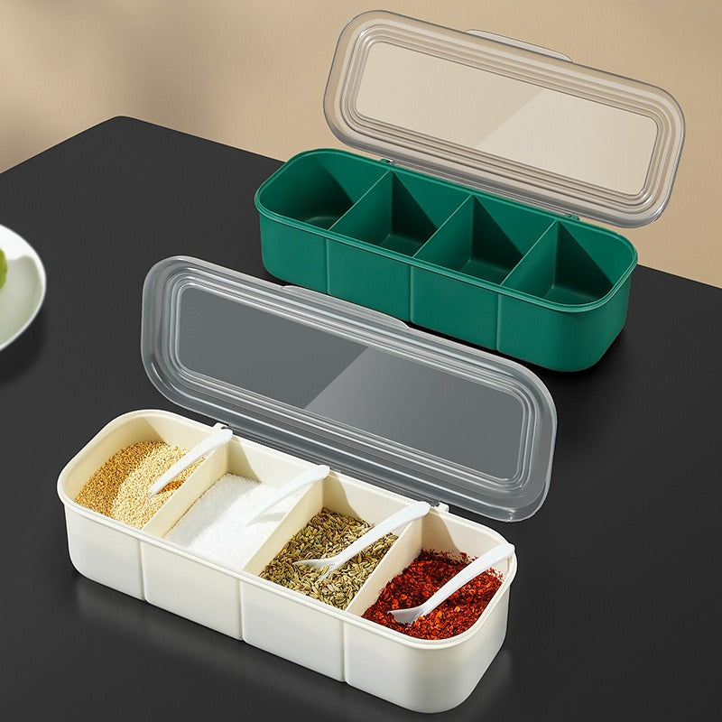 Japanese minimalist seasoning box, kitchen supplies, transparent multi grid with lid for household use - V.I.P Digital Presence