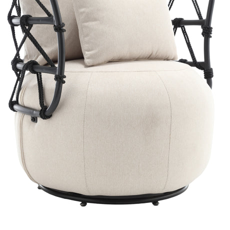 COOLMORE Upholstered Tufted Living Room Chair Textured Linen Fabric Accent Chair with Metal Stand - V.I.P Digital Presence