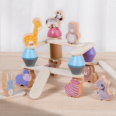 Children's Wooden Dinosaur Animal Stacking Music Balance Building Blocks Kindergarten Puzzle Toy - V.I.P Digital Presence