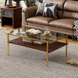 Rectangle Coffee Table with Gray Tempered Glass top and Golden Legs, Modern Table for Living Room - V.I.P Digital Presence