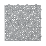 12 x 12 inch gray interlocking deck tiles, plastic waterproof pebble pattern, pack of 12 pieces - V.I.P Digital Presence