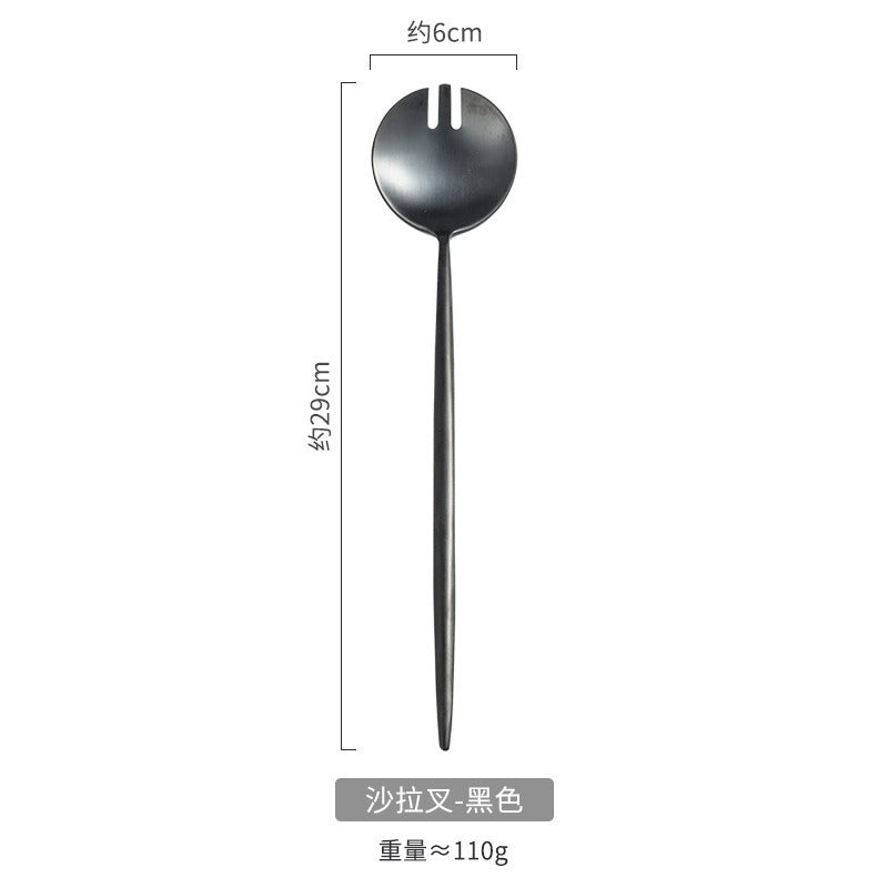 304 stainless steel salad spoon fork ins style Portuguese split spoon fork hotel shared spoon - V.I.P Digital Presence
