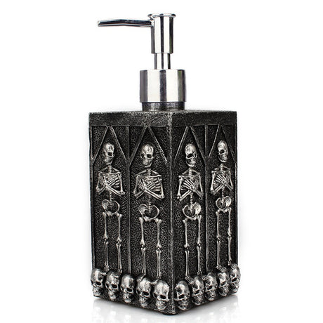 Creative home square bathroom hand sanitizer bottle decoration with a multi sided skull liquid bottle in the underground cave - V.I.P Digital Presence