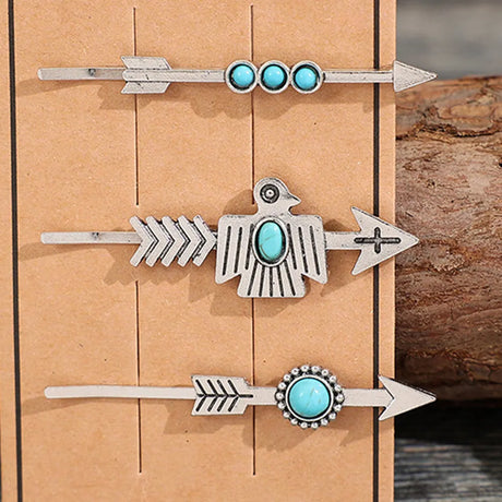 3 PCS/Set Artificial Turquoise Hair Pins - V.I.P Digital Presence