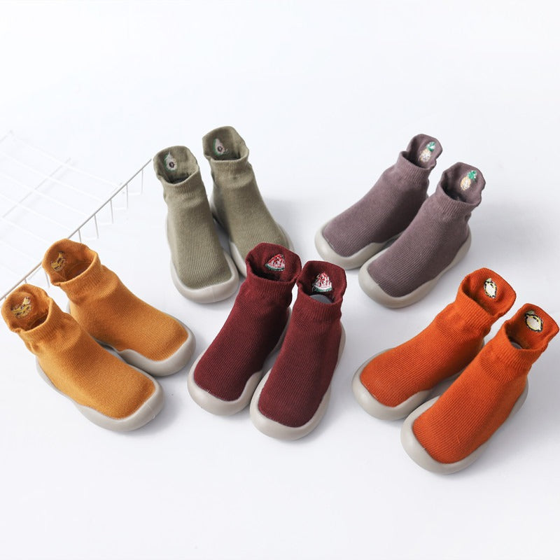 Autumn New Soft Sole Baby Walking Shoes Knitted Embroidered Baby Floor Socks Shoes Avocado Children's Socks - V.I.P Digital Presence