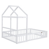 Wooden Full Size Children's Bed with Detachable Headboard and Integrated Clothes Drying Rack, White - V.I.P Digital Presence