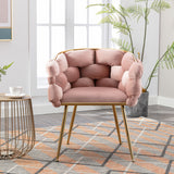 Luxury modern simple leisure velvet single sofa chair bedroom stool manicure table back chair pink set of 2 - V.I.P Digital Presence