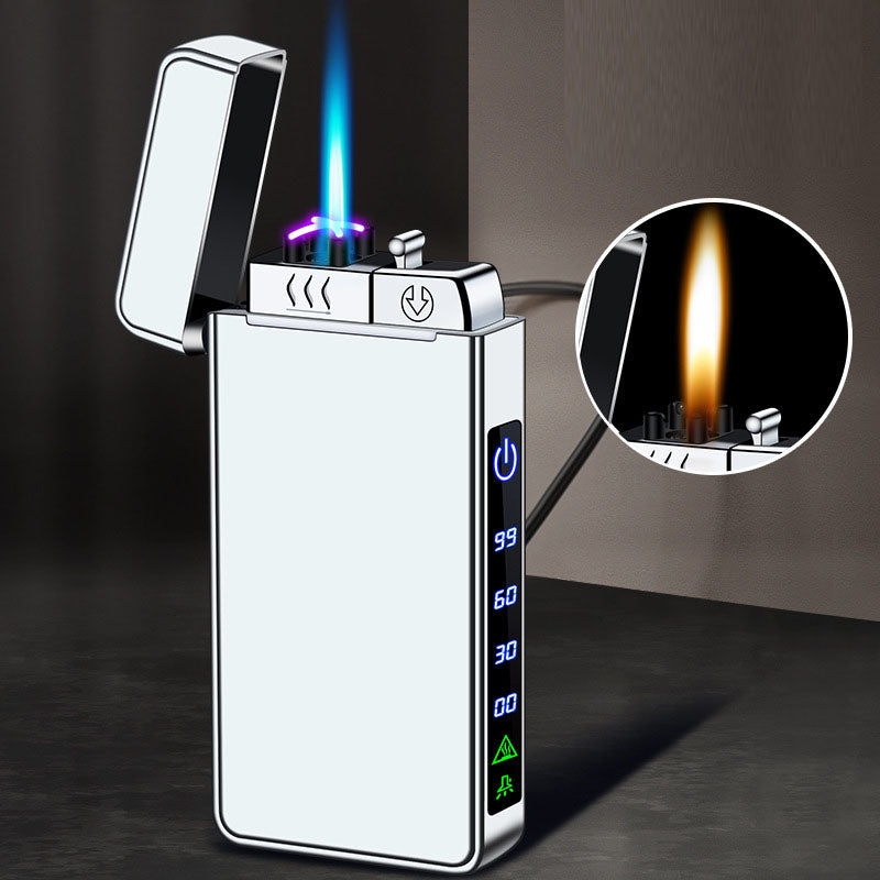 Gas electric triple fire metal windproof inflatable charging lighter personalized and creative trendy gift for boyfriend - V.I.P Digital Presence