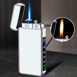 Gas electric triple fire metal windproof inflatable charging lighter personalized and creative trendy gift for boyfriend - V.I.P Digital Presence