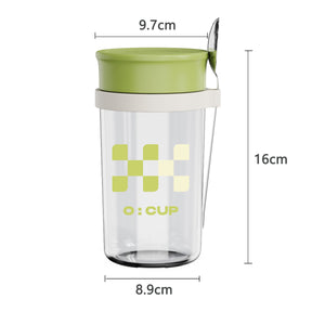 Glass oatmeal breakfast cup home milk cup with spoon bowl water cup with coffee cup - V.I.P Digital Presence