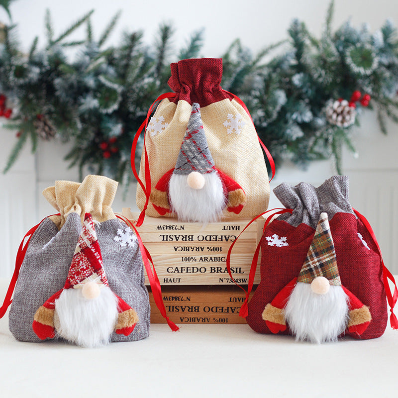 Forest Man Gift Bag Christmas Linen Cartoon Decoration Faceless Elderly Gift Bag Gift Bag Candy Bag - V.I.P Digital Presence