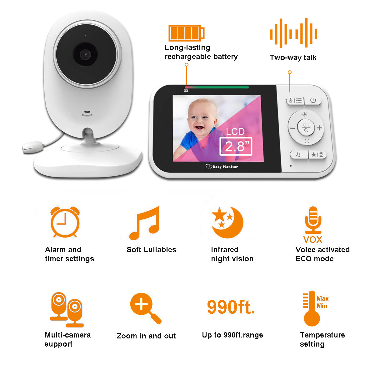 2.8-inch baby monitor monitor, baby monitor monitoring device - V.I.P Digital Presence