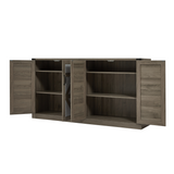65-Inch Slate Gray Faux Rattan Sideboard with Barn Doors Rustic Sideboard, 4-Door Storage for Living Room, Entryway, Bedroom - V.I.P Digital Presence