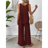 Fashionable Solid Color Back Hollow Lace Set - V.I.P Digital Presence