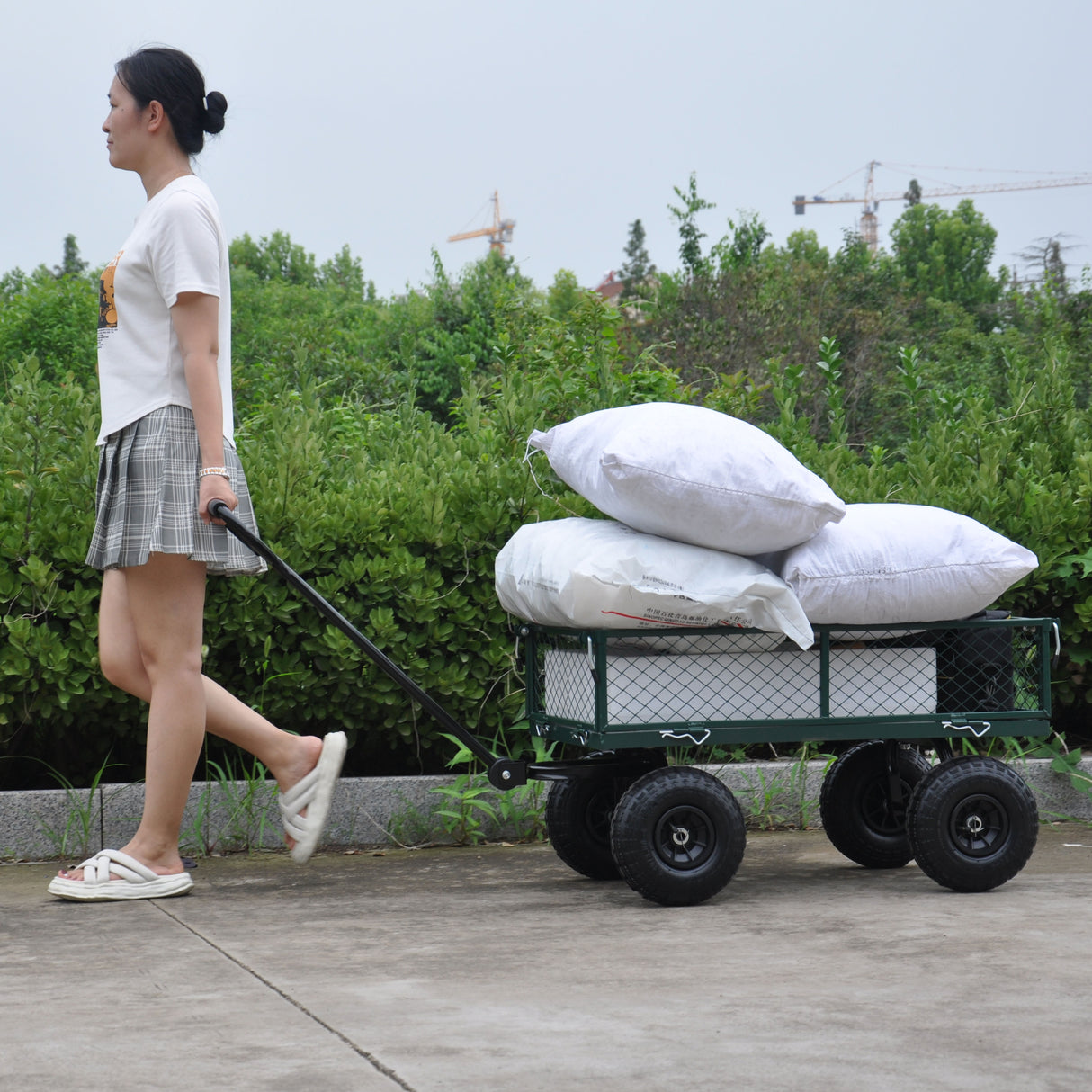 Wagon Cart Garden cart trucks make it easier to transport firewood (green) - V.I.P Digital Presence