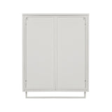 23.62"Glass Doors Modern Two-door Wall Cabinet with Featuring Two-tier Enclosed Storage an Open Shelf and Towel Rack