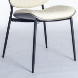 2-piece retro linen chair set with curved wooden backrest, cushioned seat, adjustable metal legs, (Beige PU) - V.I.P Digital Presence