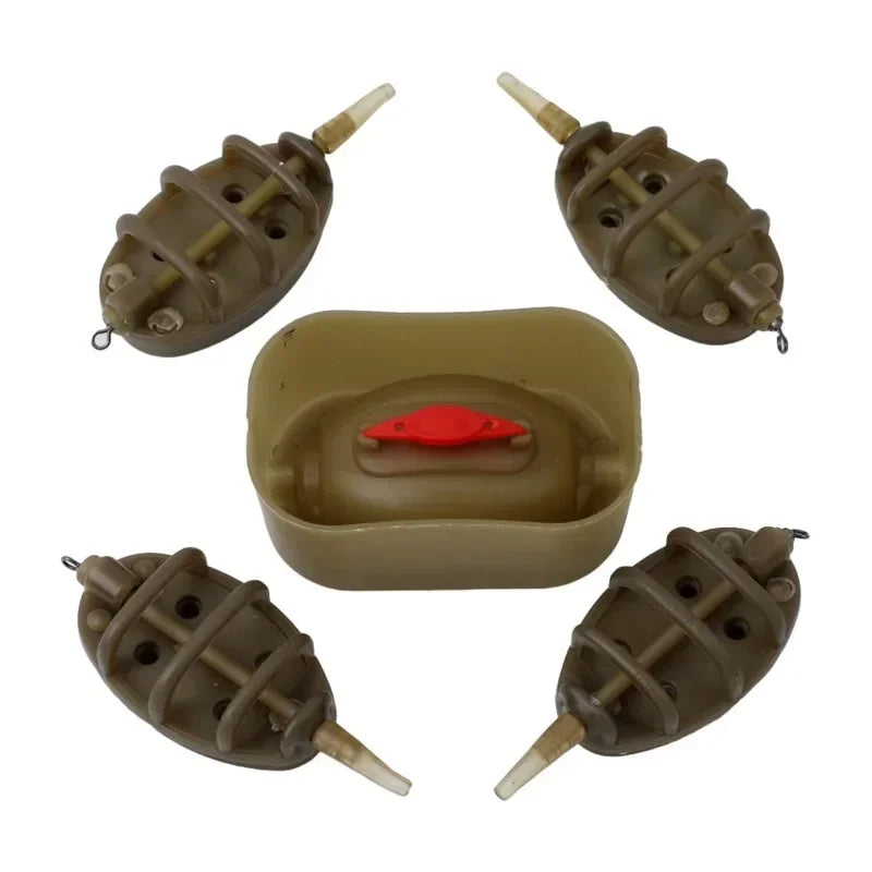 1 Set Bait Thrower Outdoor Fish Tackle Inline Method Feeder Mould Bait Plumb Set Carp Fishing Bait Holder Tool Accessory - V.I.P Digital Presence