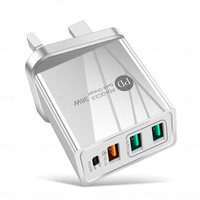 36W PD20W+QC3.0 2.4A dual USB fast charging mobile phone charger 2USB with PD charging head travel charger - V.I.P Digital Presence