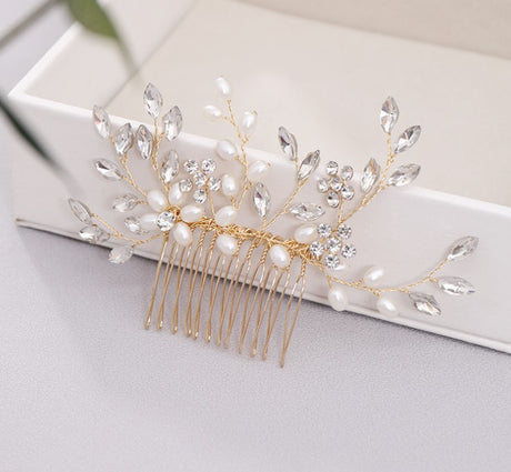 Pearl hair comb headdress Hand-woven crystal comb hair accessories - V.I.P Digital Presence