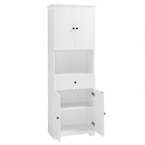 Tall Bathroom Cabinet with Four Doors, Large Storage Space Open Shelve, Upper Storage Cabinet, Whit - V.I.P Digital Presence