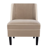 Velvet Upholstered Accent Chair with Cream Piping, Tan and Cream - V.I.P Digital Presence