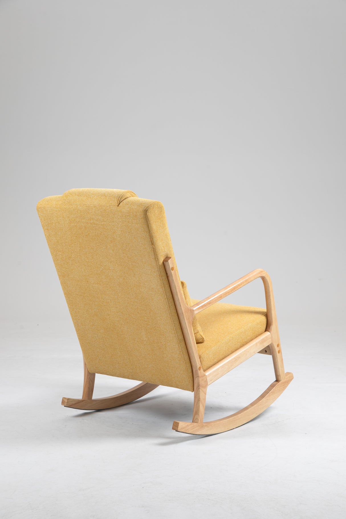 Rocking Chair Upholstered Fabric Rocking Armchair Indoor with High Backrest Glider Chairs and Lumbar Pillow for Living Room - V.I.P Digital Presence
