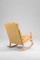 Rocking Chair Upholstered Fabric Rocking Armchair Indoor with High Backrest Glider Chairs and Lumbar Pillow for Living Room - V.I.P Digital Presence