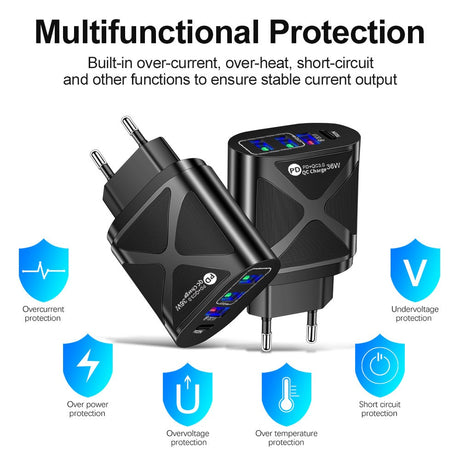 36W PD+QC3.0 2.4A Dual USB Fast Charging Phone Charger - V.I.P Digital Presence