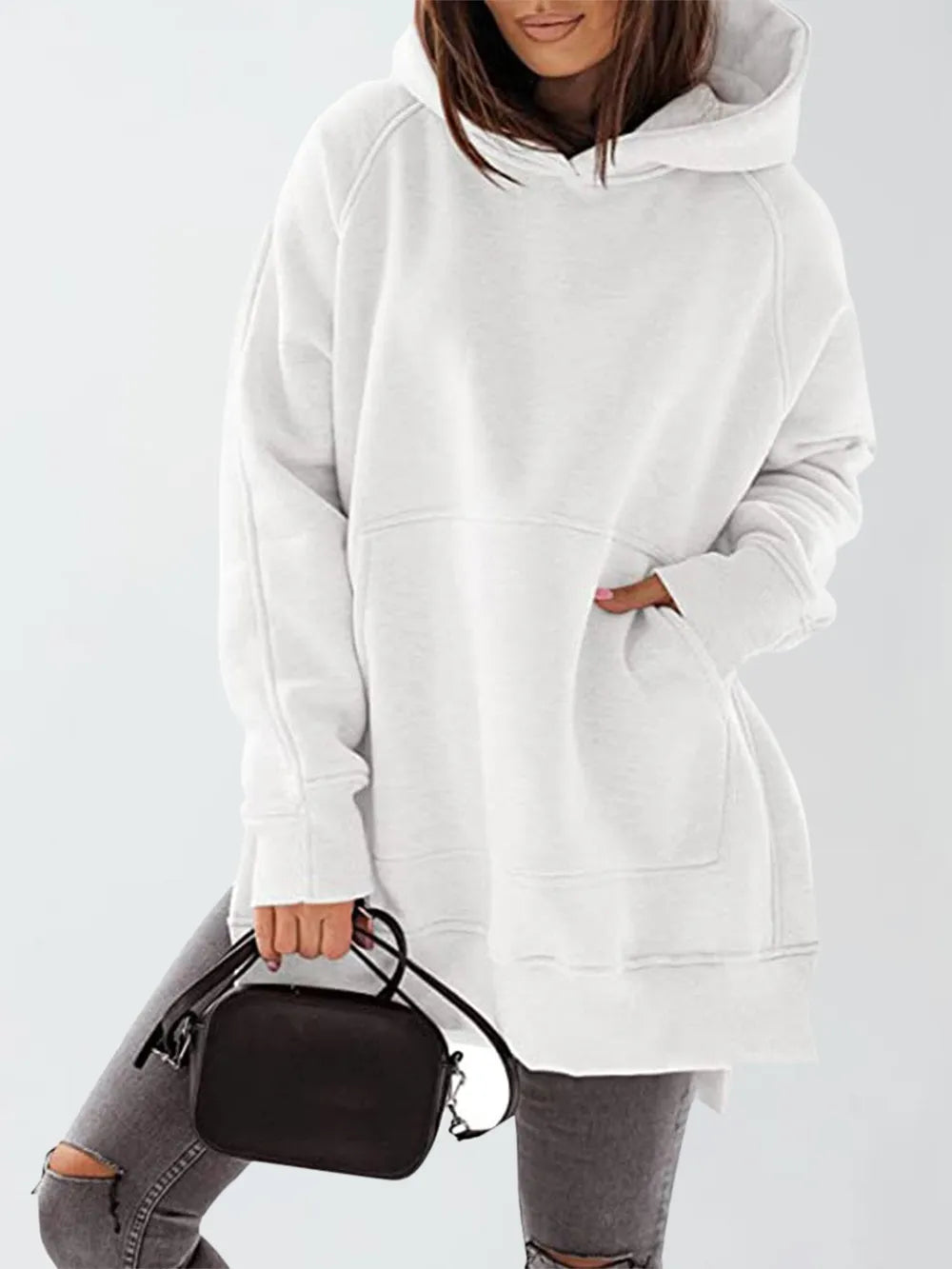 Slit Pocketed Raglan Sleeve Hoodie - V.I.P Digital Presence
